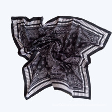 Lady Fashion Printed Satin Silk Magic Black Scarf